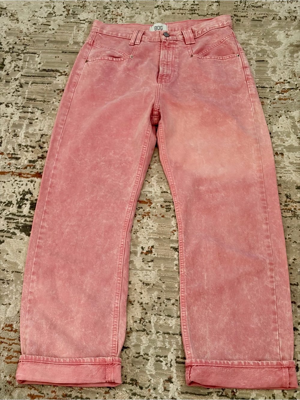 BDG Soft Pink Denim Jeans with cuff.